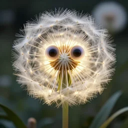 a glowing humanoid figure dandelion monster with large eyes, highly detailed, digital art, sharp focus, trending on art station, artichoke, anime art style