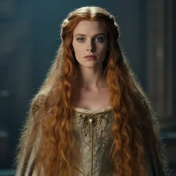 full portrait of a queen with long hairs and a dress in alan lee and marc simonetti and emil melmoth style  , cinematic lighting