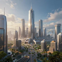 in a futuristic city, 4k, HDR, award-winning, landscape, octane render, artstation