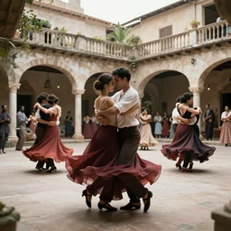 how they dance in the courtyard,, highly detailed, sharp, cinematic, 8 k,