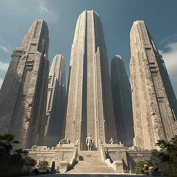 colossal stone alien buildings, artstation, an epic fantasy, cinematic lighting, hyper realistic, photographic, sharp focus, lincoln memorial, by greg rutkowski and artgerm