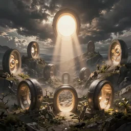 dozens of portals opening in midair
