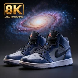 galaxy jordans, realistic, 8 k, extremely detailed, cgi, trending on artstation, hyper - realistic render, 4 k hd wallpaper, premium prints available, octane render, award winning, by greg rutkowski
