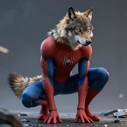 futuristic spiderman in style of wolf ,highly detailed, 4k, HDR, award-winning, artstation, octane render