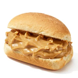 a subway sandwich filled with chunky peanut butter, food photography, 2 k photo, pro studio angle