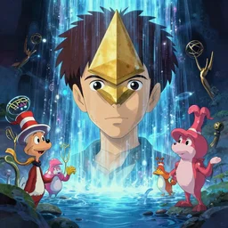 studio ghibli style anime ethereum waterfall. mystical digital art pastelpiece masterpiece trending on artstation by noel fielding, beeple, james gunn, gorillaz, marvel studios and dr seuss. hyper detailed portrait with 4 k macrolens, curated by beeple, unreal engine, art station and emmy winning gorillaz.