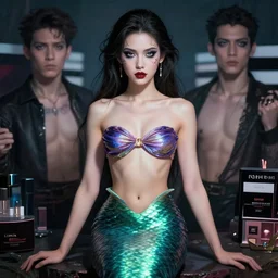 ( ( ( portrait of mermaid ) ) ), zoom, rule of thirds, intricate, anime, attractive, symmetrical!!, makeup, loreal, maybelline, sephora, loreal, artstation, art by greg rutkowski and gonzalo ordonez arias, and artgerm, filmic, vsco, moody, gotham, concept art, digital painting, depth of field, cg society, elegant, model