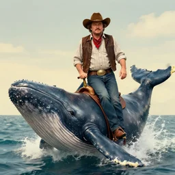 photograph of Jack Black as a cowboy riding a whale