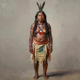 high quality high detail painting by jenny saville, hd, full body of a indigenous tribe leader, photorealistic lighting