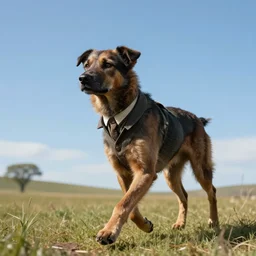 landscape, a realistic portrait and realism, a humanoid mutant dog, walking in 1 9 3 0 s clothes, fine art, horror, sharp focus, ten flats, digital art, bright colors, trending on artstation, unreal engine.