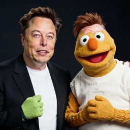 elon musk and pete davidson as muppets
