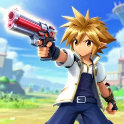 Sora from kingdom hearts holding a gun, amazing gun weapon designs, Kingdom Hearts gameplay