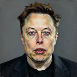 portrait of hideous elon musk painted by lucien freud