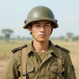 handmade character portrait of a vietnam war american soldier backwards in a stunning and thematic landscape in the style of artgerm and enki bilal and bastien lecouffe - deharme, wlop, line art, watercolor, cinematic lighting, hyperdetailed, 8 k realistic, symmetrical, global illumination, frostbite 3 engine, cryengine, dof, trending on artstation, digital art, chanel