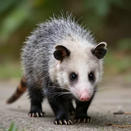 a feline opossum - cat - hybrid. animal photography,