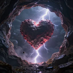 a digital art of a bleed love falling through a fantasy gravity hole, dramatic lightning, realistic, high - resolution