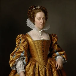 “Anne Boleyn wearing 1970s clothes, painting by Hans Holbein”