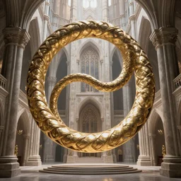 enormous Ouroboros floating around inside an ancient mage castle hall colossal scale, gothic and baroque, brutalist architecture, ultradetailed, intricate details by Ellen Jewett and Ayami Kojima