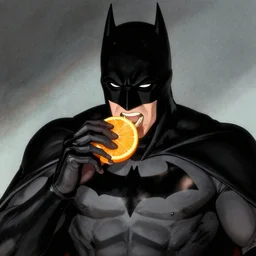 Batman eating an orange