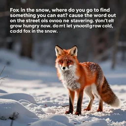 “ fox in the snow, where do you go to find something you can eat? cause the word out on the street is you are starving. don't let yourself grow hungry now. don't let yourself grow cold, fox in the snow. ”