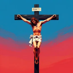 crucifixion of conor mcgregor, jesus, 1 0 s movie poster, minimalist, vibrant, religious crucifixion, digital art trending on art station