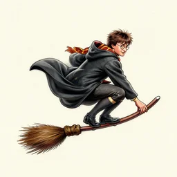 tattoo design of harry potter riding a broomstick