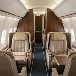 Rococo style business class suite in a widebody jet with two aisles