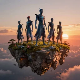 floating island, avatar, cinematic, sunset, hyper-realistic, high resolution