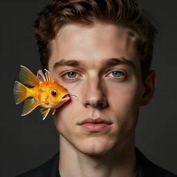 a portrait of anderson cooper with a blowfish face