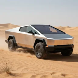 armored military Cybertruck in the sahara desert , concept art, cinematic, trending on artstation
