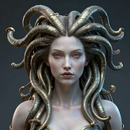 portrait medusa, goddess, stunning beautiful by h r giger, ultra detailed, 3 d, future tech, global illumination