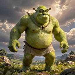 Muscled shrek as the hulk