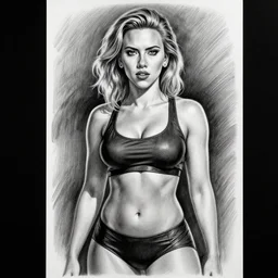scarlett johansson as one punchman, full figure charcoal manga pencil sketch, black and white, hyper realism, centered in portrait, 8 k, realistic, photo real, smooth, sharp, intricate detail, hyper detail, dramatic lighting, dramatic shading