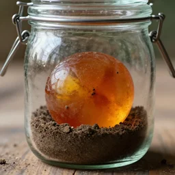 amber heard trapped in a jar of dirt