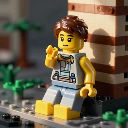 an extremely detailed photograph of a depressed lego minifig