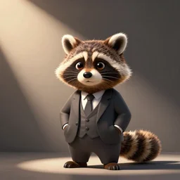 cartoon racoon in suit