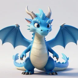 a blue dragon with a white belly and gray horns in the style of zootopia by cory lofti, fenghua zhong, kuang hong, ruan jia, artstation, high detail, volumetric light