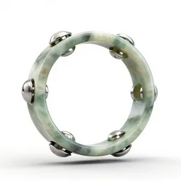 jade tambourine, stylized 3d render, isolated on a pure white background, centered, entire object in frame, sharp focus, soft studio lighting