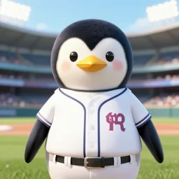 beautiful portrait of a female anthropomorphic penguin fursona wearing a baseball uniform. baseball stadium background. character design by disney, charlie bowater, ross tran, artgerm, and makoto shinkai, detailed, soft lighting, rendered in octane