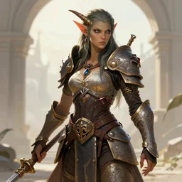 female fantasy orc warrior in the style of Artgerm, WLOP, Rossdraws, trending on artstation, pixiv, Deviantart, HD, golden ratio, rule of thirds