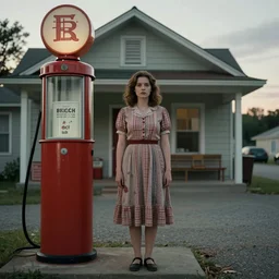 beautiful 1 9 5 0 s housewife. americana. folk horror. atmospheric. gas station. sadcore