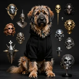 beautiful fantasy character portrait of a maremma dog wearing a black hoodie, extra fluffy fur, ultra realistic, dramatic lighting, the fifth element artifacts, highly detailed by peter mohrbacher, hajime sorayama, wayne barlowe, boris vallejo, aaron horkey, gaston bussiere, craig mullins