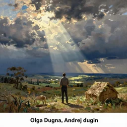 figure in a landscape. painting by olga dugina, andrej dugin