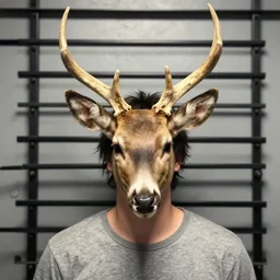 deer headed human, old jail mugshot