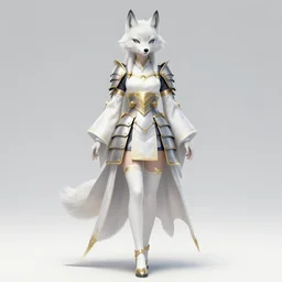 commissioned full body portrait of a female anthro wolf princess fursona with a furry wolf head and white hair wearing a white and gold Japanese armored dress in a white and gold palace on a starry night with a large crescent moon, by a professional manga illustrator, Stanley Artgerm Lau, WLOP, Rossdraws, James Jean, Andrei Riabovitchev, Marc Simonetti, and Sakimichan, trending on artstation
