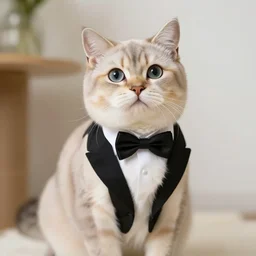 beautiful cat wearing tuxedo