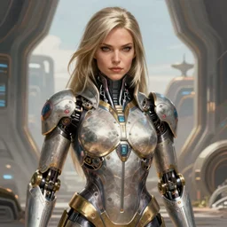closeup portrait shot of a large strong female biomechanic woman in a scenic scifi environment, intricate, elegant, highly detailed, centered, digital painting, artstation, concept art, smooth, sharp focus, warframe, illustration, frank frazetta, tomasz alen kopera, peter mohrbacher, donato giancola, leyendecker, boris vallejo