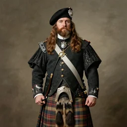 a portrait of a Scottish laird wearing a balmoral, art