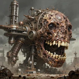 a space station made of teeth, rusty meat machine, bio factory, concept art by giger, cgsociety, assemblage, greeble, grotesque, huge scale, monolithic structure, megastructure, impressive sense of scale