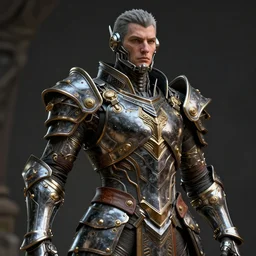 hyper realistic glorious ancient in a obsidian metal armor, futuristic design, portrait, cyberpunk style, wood and gold details, intricate, extremely detailed, deep of field, hard surface, substance designer metal unreal engine. amazing likeness. very detailed.